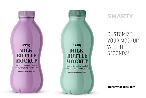 Glossy milk bottle mockup in Product Mockups - product preview 2