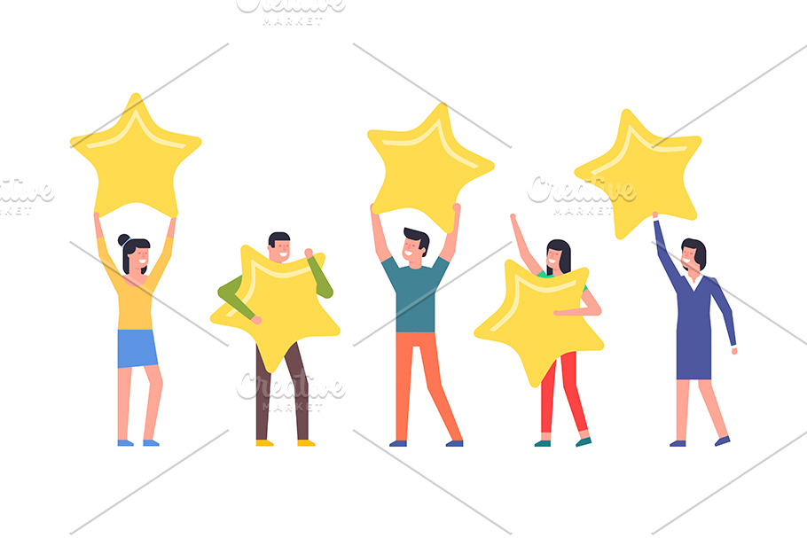 Happy people are holding stars in Illustrations - product preview 8