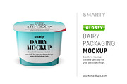 Glossy dairy packaging mockup