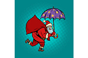 Santa Claus with star umbrella