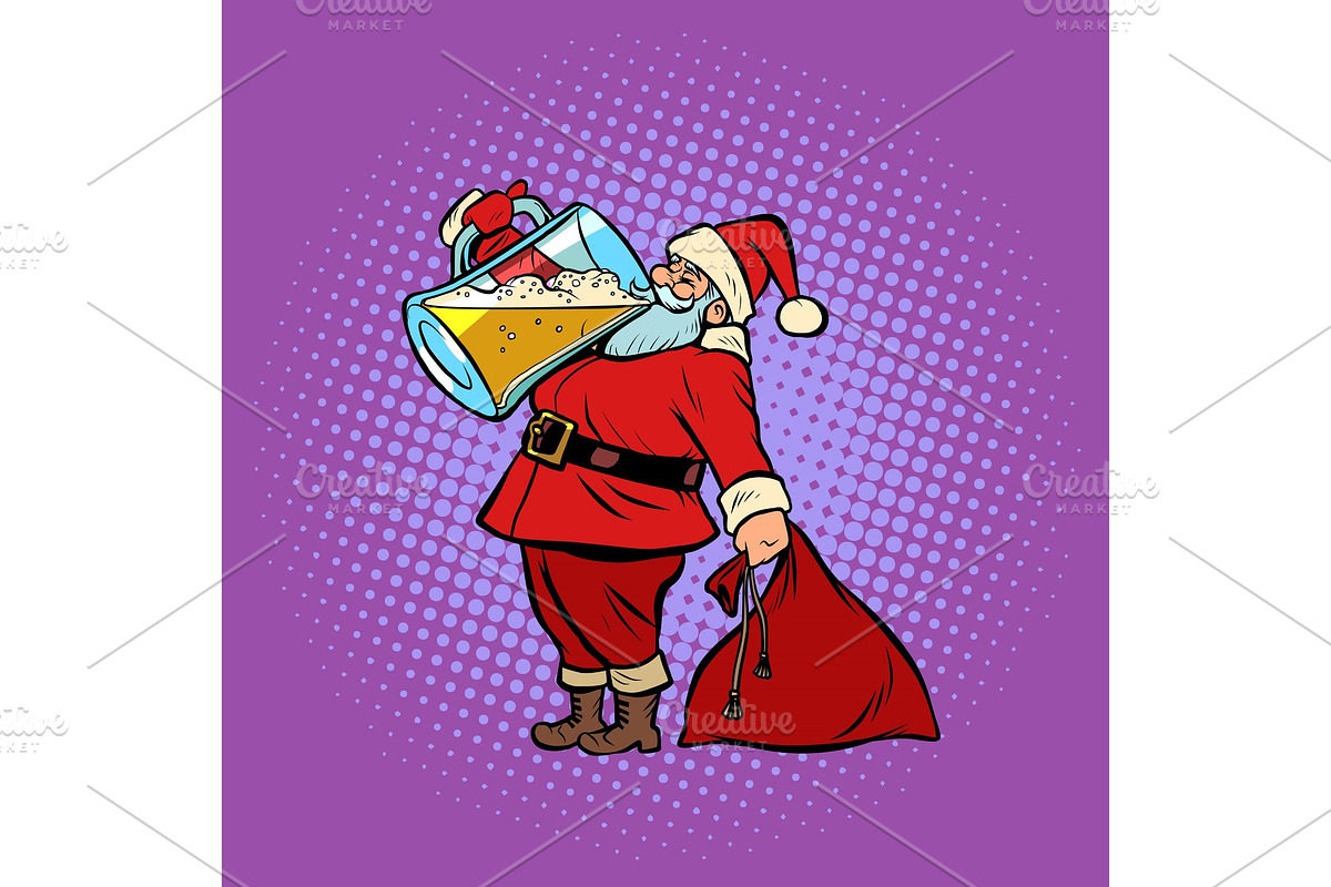 Santa Claus drinking beer. Christmas in Illustrations - product preview 8