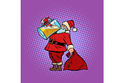 Santa Claus drinking beer. Christmas