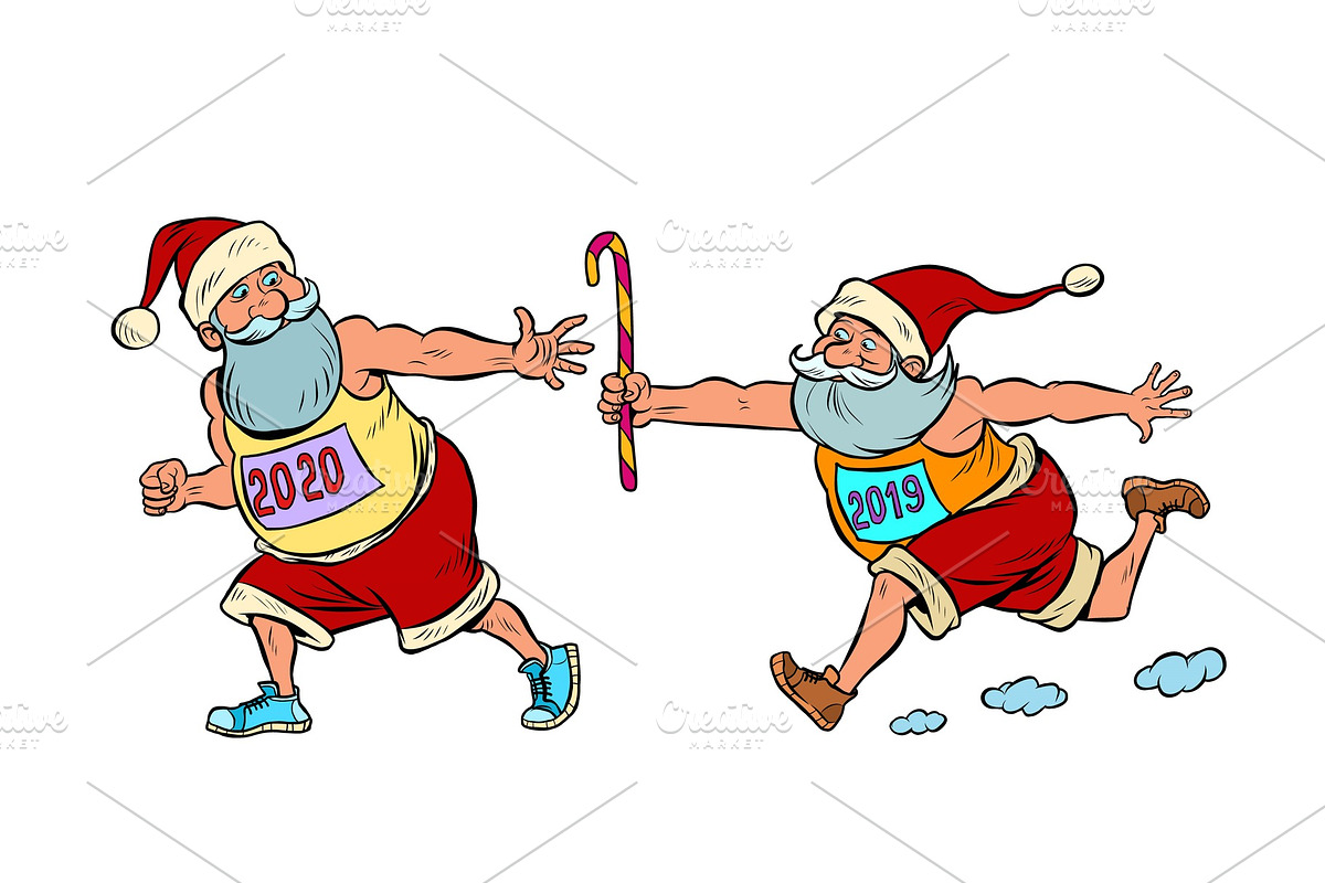Sports relay. Santa Claus old 2019 in Illustrations - product preview 8