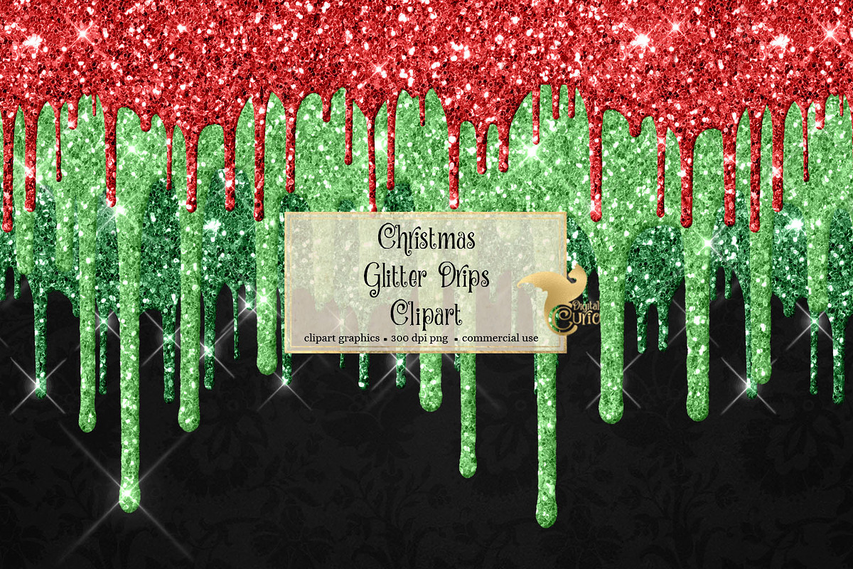 Christmas Glitter Drips Clipart in Illustrations - product preview 8