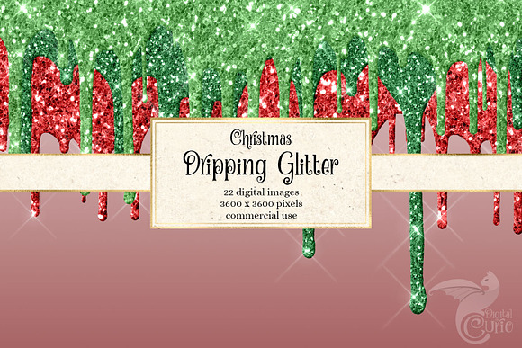 Christmas Glitter Drips Backgrounds in Textures - product preview 2