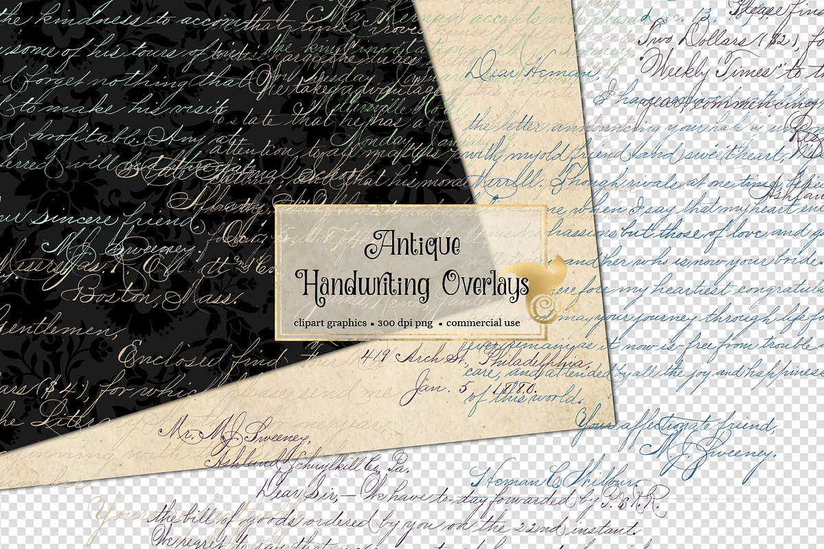 Antique Handwriting Overlays in Illustrations - product preview 8
