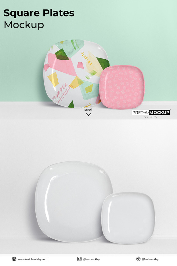 Square Plates Mockup in Product Mockups - product preview 8