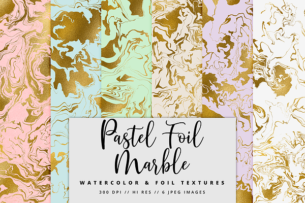 Pastel Marble Gold Foil Textures