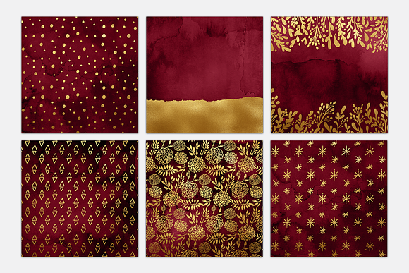 Red & Gold Digital Paper in Textures - product preview 1