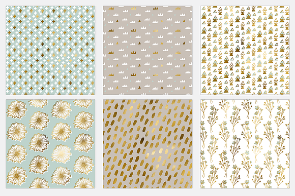 Tan & Mint Gold Digital Paper in Textures - product preview 3