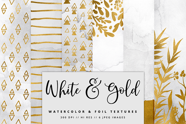 White & Gold Foil Digital Paper