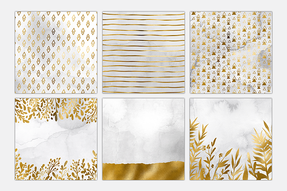 White & Gold Foil Digital Paper in Textures - product preview 1