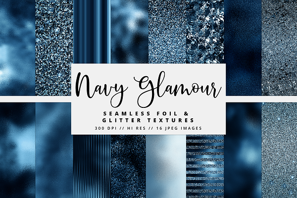 Navy Glamour Foil Textures