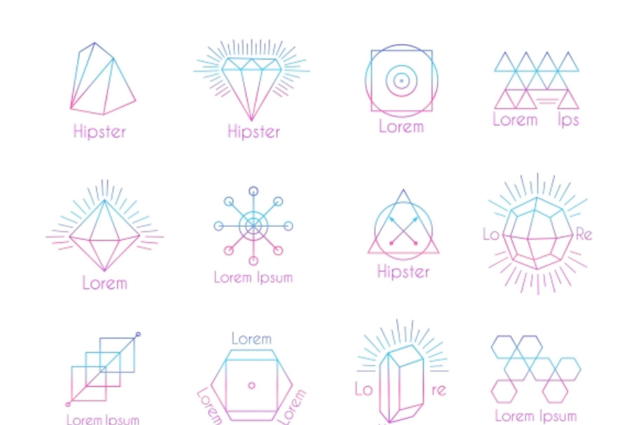Hipster logos with geometric shapes in Graphics - product preview 8