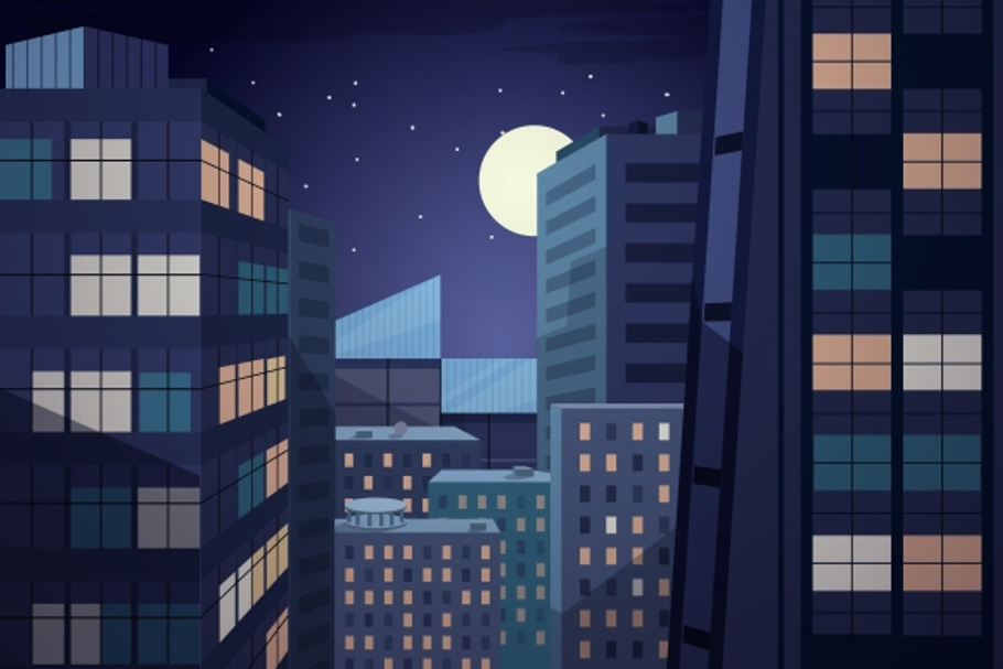 Vector night cityscape in Graphics - product preview 8