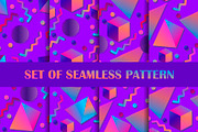 Memphis seamless pattern set