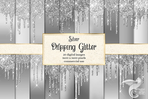 Silver Dripping Glitter Backgrounds