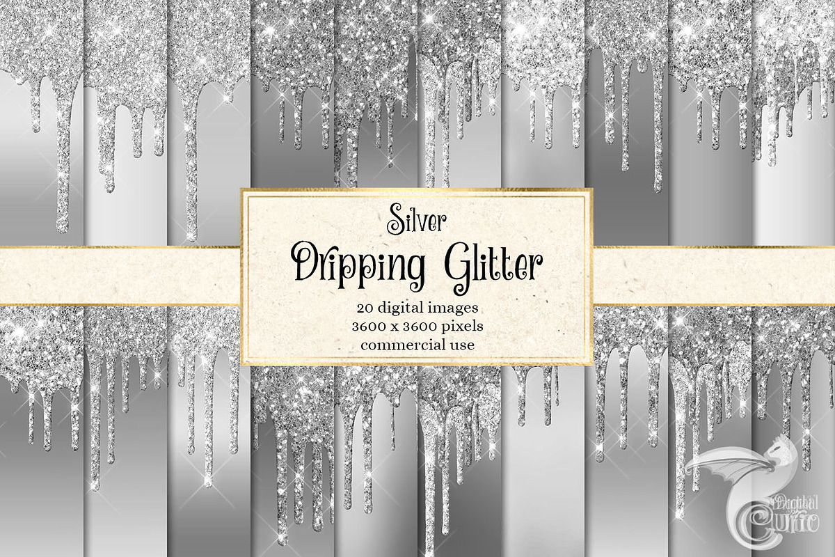 Silver Dripping Glitter Backgrounds in Textures - product preview 8