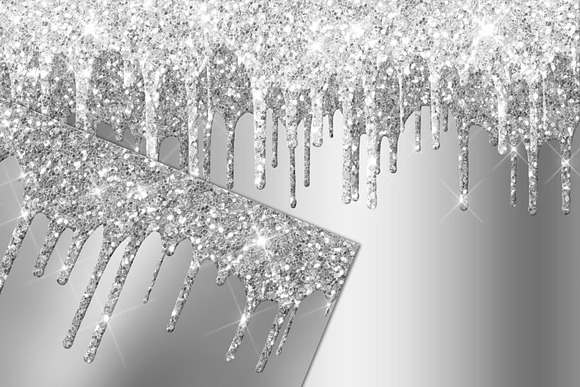 Silver Dripping Glitter Backgrounds in Textures - product preview 1
