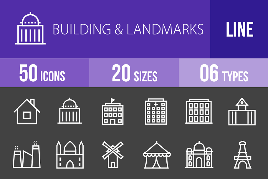 50 Buildings&Landmarks Line Inverted