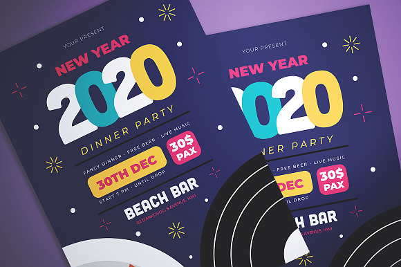 New Year Dinner Flyer in Flyer Templates - product preview 2