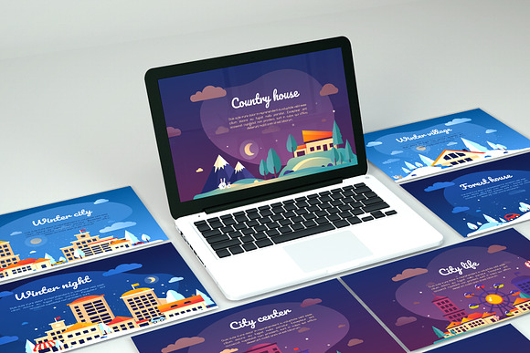 Flat Design Style Landscapes Banners in Web Elements - product preview 4