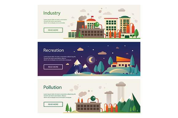 Flat Design Style Landscapes Banners in Web Elements - product preview 9
