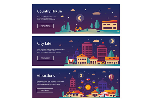 Flat Design Style Landscapes Banners in Web Elements - product preview 10