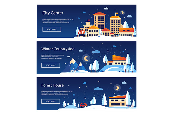 Flat Design Style Landscapes Banners in Web Elements - product preview 11