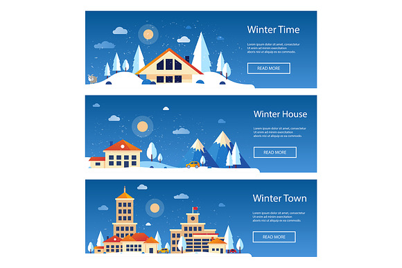Flat Design Style Landscapes Banners in Web Elements - product preview 12