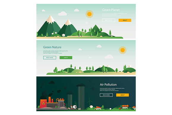 Flat Design Style Landscapes Banners in Web Elements - product preview 14