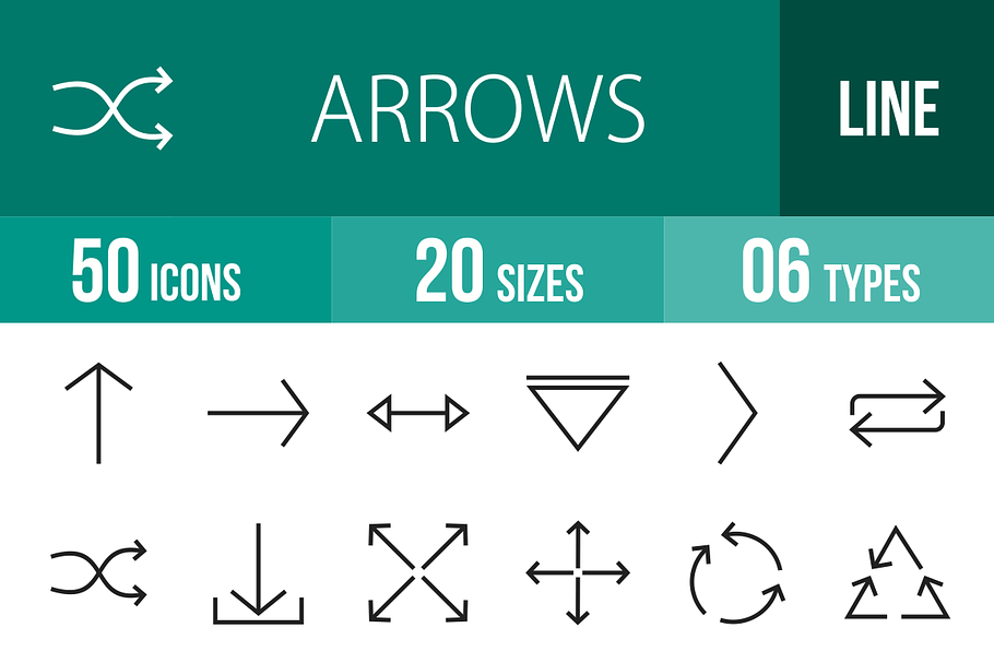 50 Arrows Line Icons in Graphics - product preview 8