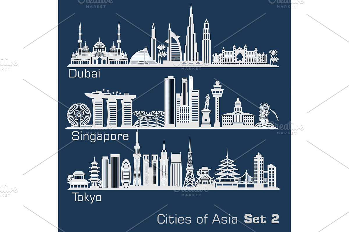 Cities of Asia - Dubai, Singapore in Illustrations - product preview 8