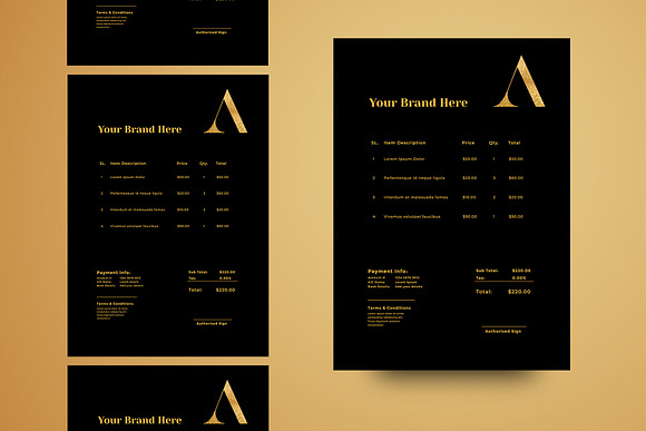 GOLD STATIONERY TEMPLATE in Stationery Templates - product preview 1