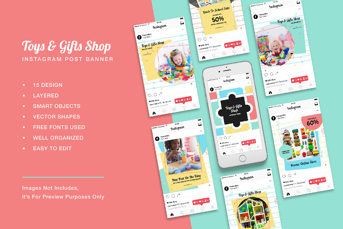 Toys Gift Shop Instagram Post Banner in Instagram Templates - product preview 8