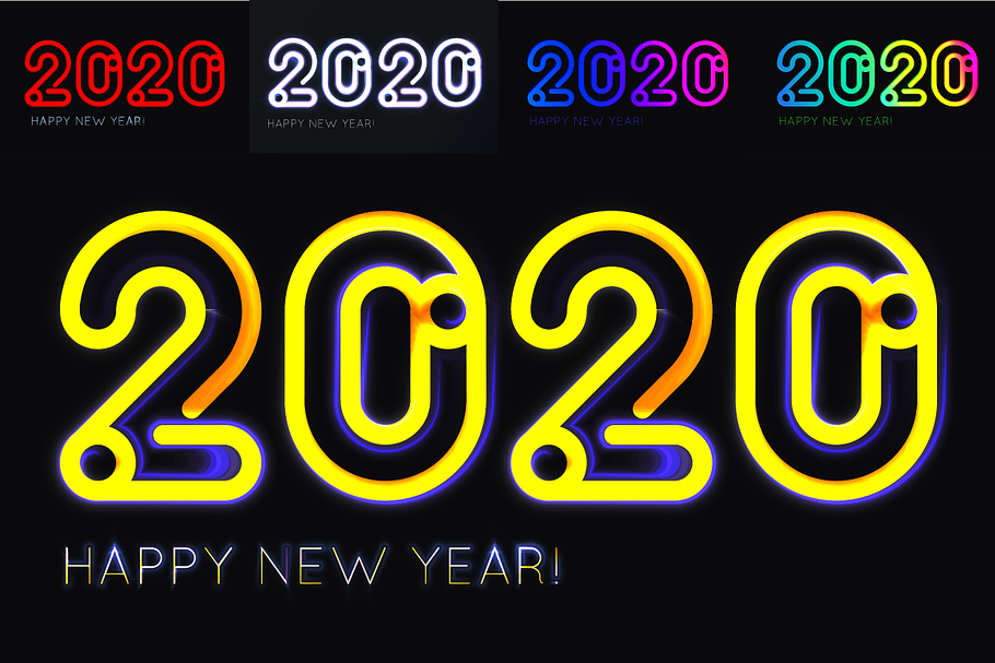 SET vector / 2020 / New Years card in Illustrations - product preview 8