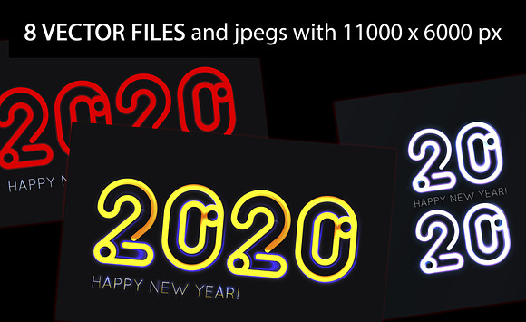 SET vector / 2020 / New Years card in Illustrations - product preview 1