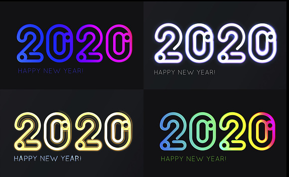 SET vector / 2020 / New Years card in Illustrations - product preview 2