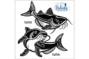 Catfish - vector set fishing on usa