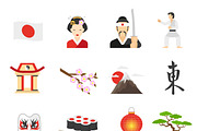 Japan icons set