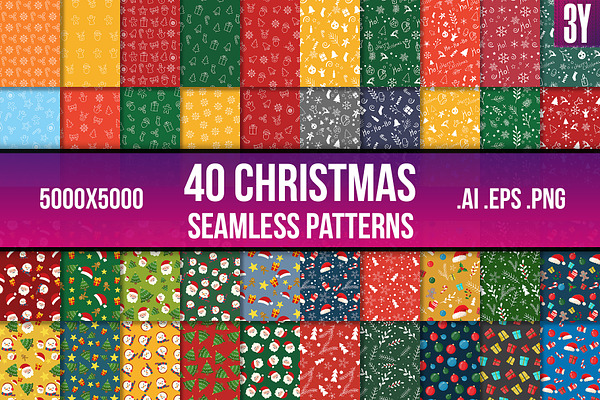 40 Christmas Seamless Patterns