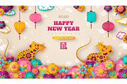 2020 Chinese Card with flowers