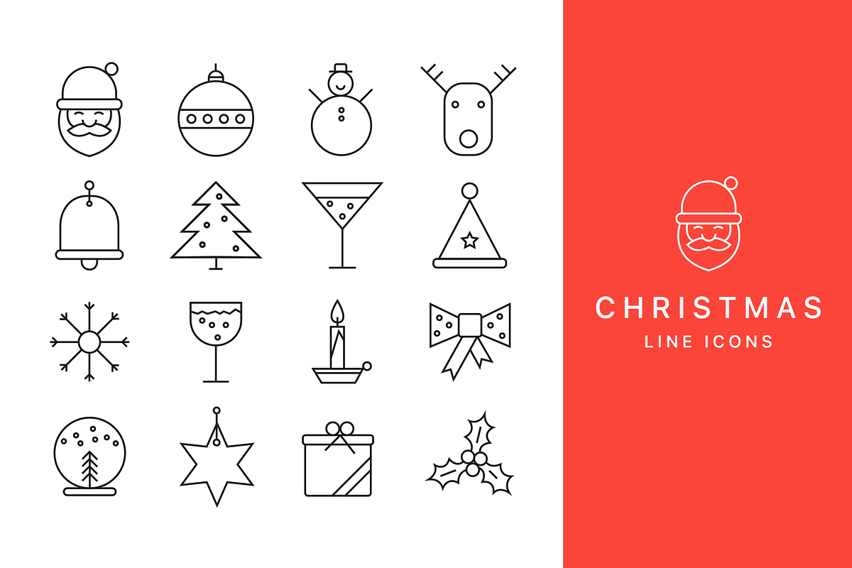 50% off! - Christmas line icons! in Icons - product preview 8