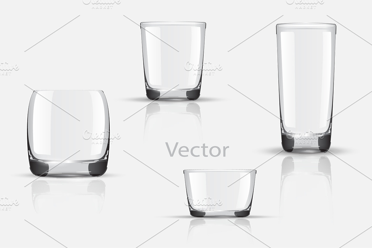 Empty realistic glasses set in Objects - product preview 8