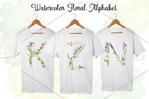Watercolor floral alphabet in Illustrations - product preview 2