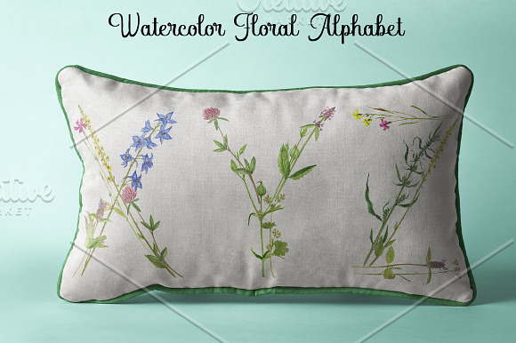 Watercolor floral alphabet in Illustrations - product preview 4