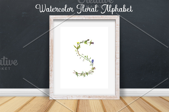 Watercolor floral alphabet in Illustrations - product preview 5
