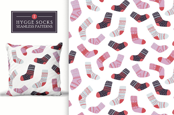 8 Hygge Socks patterns + 3 postcards in Patterns - product preview 4