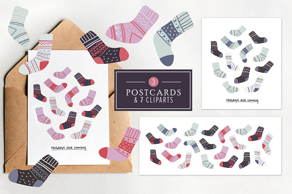 8 Hygge Socks patterns + 3 postcards in Patterns - product preview 5