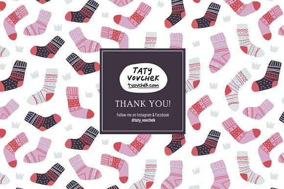 8 Hygge Socks patterns + 3 postcards in Patterns - product preview 7